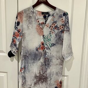 Furbelows Gauzy Floral Print Women's Top - Sz small